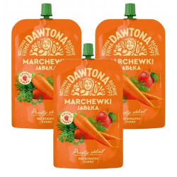 ZESTAW 3 SZTUK DAWTONA mus MARCHEWKI JABŁKA bez dodatku cukru 180g